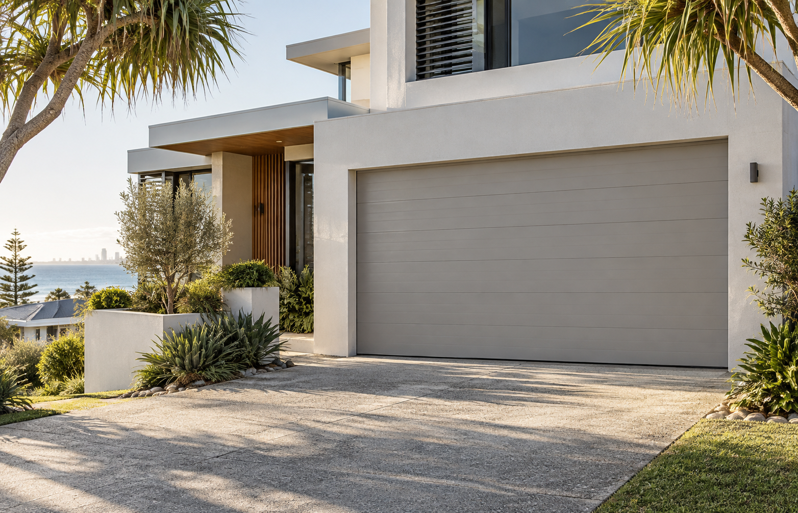 Learn how to choose a garage door for coastal homes, including suitable styles, materials, finishes, hardware and maintenance for Gold Coast conditions